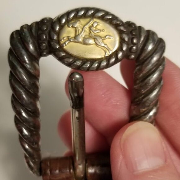 Brighton Museum Roman Greco Sphinx Coin Brown Mock Croc Sz Small Leather Belt - Picture 2 of 16